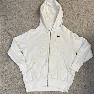 Nike White Zip-Up Hoodie